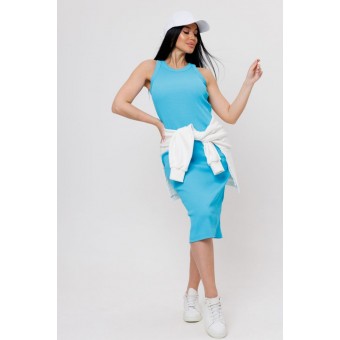 Сарафан         Кашкорсе     без рукавов  Голубой  Однотонное Kuzina