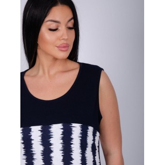 Сарафан         из кулирки     без рукавов  Темно-синий  Полоска