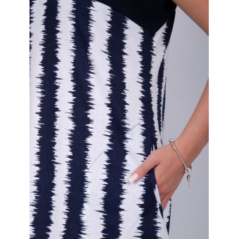 Сарафан         из кулирки     без рукавов  Темно-синий  Полоска