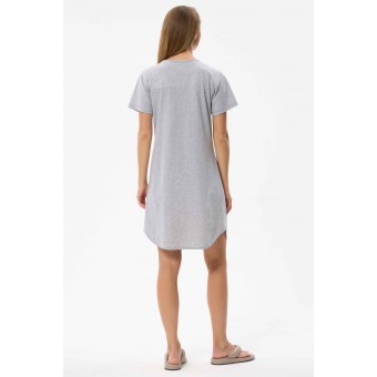 Платье  женское       Пенье     с коротким рукавом  серое  Орнамент