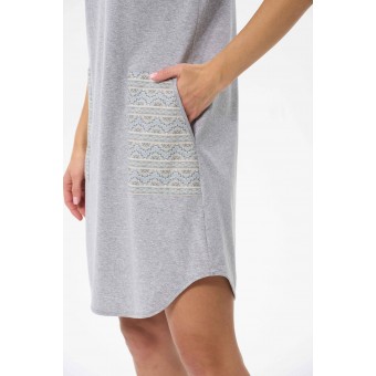 Платье  женское       Пенье     с коротким рукавом  серое  Орнамент