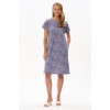 Платье женское трикотажное с коротким рукавом Сиреневый Цветы