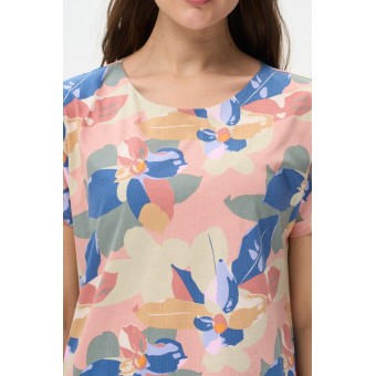 Платье  женское       из кулирки     с коротким рукавом  разноцветное  Абстракция   