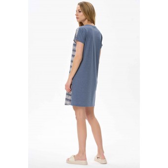 Платье  женское       трикотажное     с коротким рукавом  Темно-серый  Орнамент   