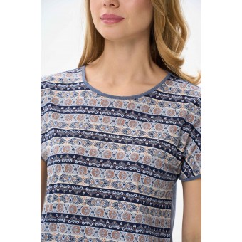 Платье  женское       трикотажное     с коротким рукавом  Темно-серый  Орнамент   