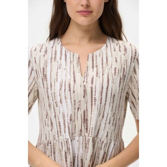 Платье  женское       из кулирки     с коротким рукавом  бежевое  Абстракция   