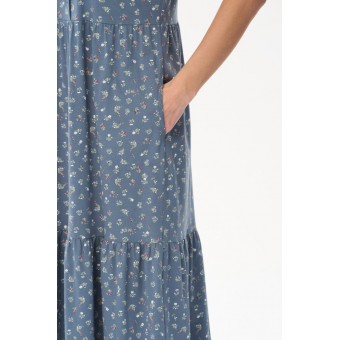 Платье  женское       трикотажное     с коротким рукавом  Серый, Голубой  Цветы   