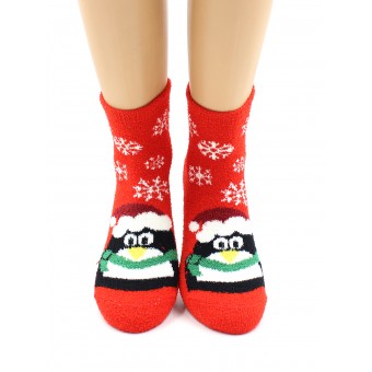 Нжмп2258-27-06 HL Носки жен.р.36-40 махровые-пенка, НГ, Пингвин в шапке