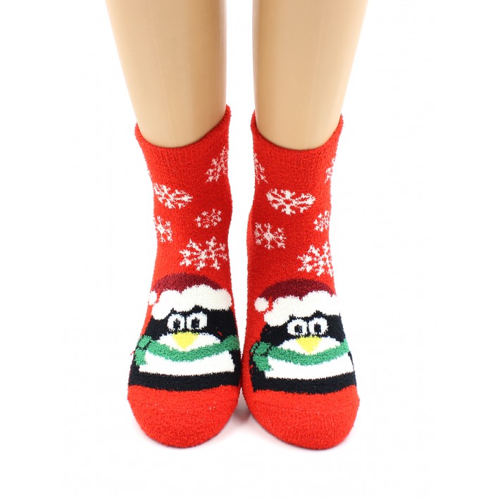 Нжмп2258-27-06 HL Носки жен.р.36-40 махровые-пенка, НГ, Пингвин в шапке