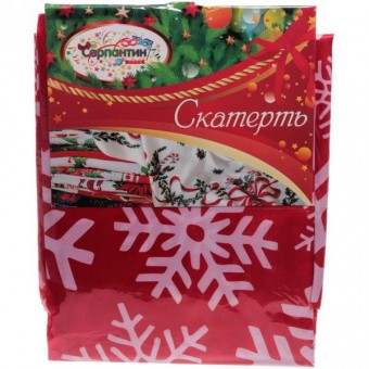 196-389 Скатерть 140*180см Снежинки полиэстер