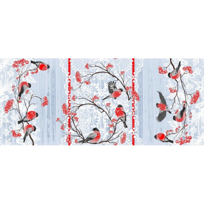 Скатерть из рогожки 150х150 см рис 953-1п Снегири