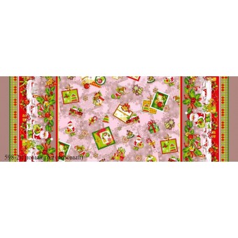 Скатерть из рогожки 180х150 см рис 598-2 Новый Год розовый