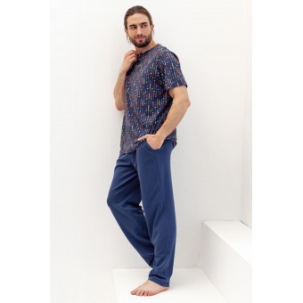 Брюки  мужские       трикотажные       синие   Melado