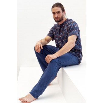 Брюки  мужские       трикотажные       синие   Melado