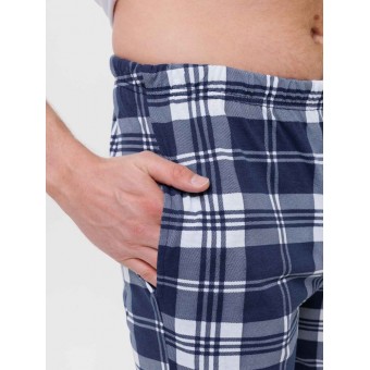 Брюки  мужские       из кулирки       Белый, Синий   Kuzina Одежда