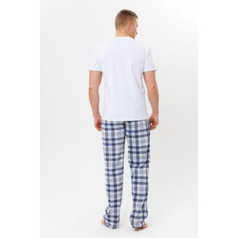 Брюки  мужские       из кулирки       Белый, Голубой   Kuzina Одежда