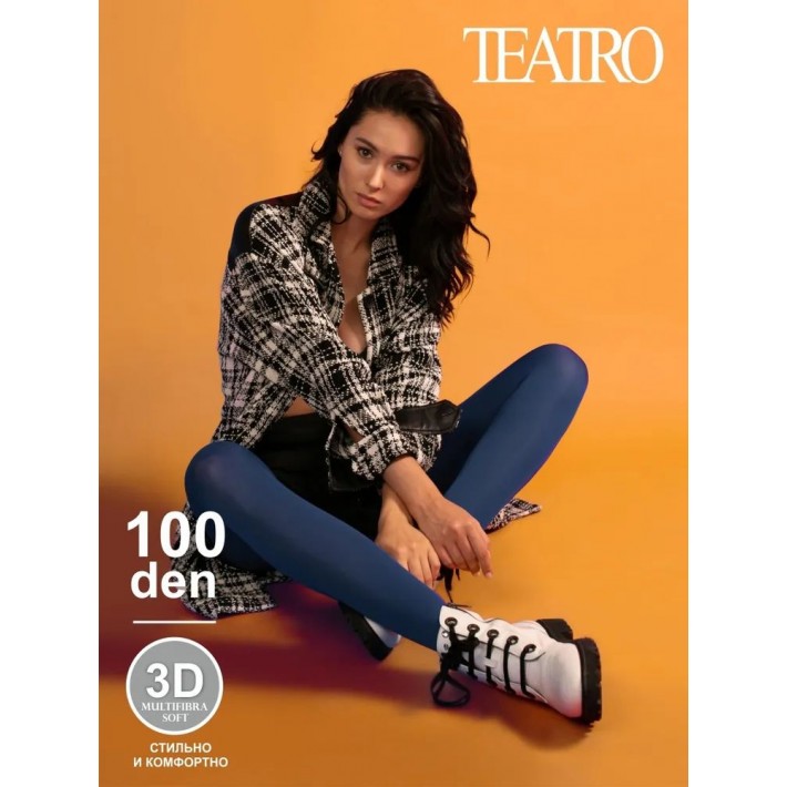 Колготки женские 3 размер 100 ден Темно-синий Teatro