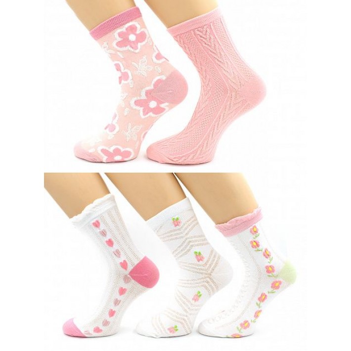 Носки женские 23, 25 размер Белый, Розовый Hobby Line