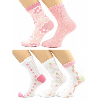 Носки  женские    23, 25 размер          Белый, Розовый   Hobby Line  