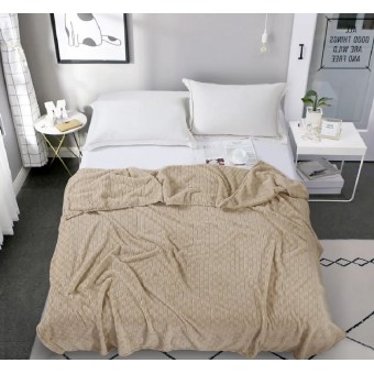 Плед     универсальный 180х200  двуспальный из велсофта  280 г/м2     бежевый  Однотонный, Орнамент Орионтекс