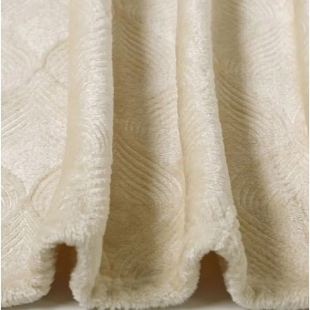 Плед     универсальный 180х200  двуспальный из велсофта  270 г/м2     бежевый  Однотонный, Орнамент Орионтекс