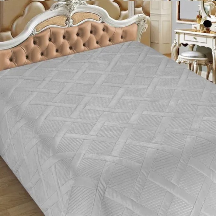 Покрывало на кровать 250х230 евро из искуственного меха 400 г/м2 голубое Геометрия Marianna