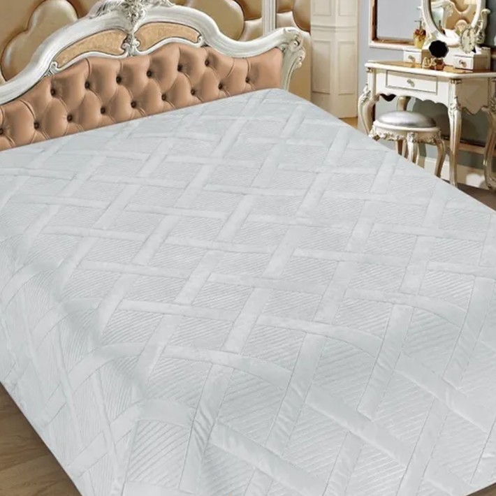 Покрывало на кровать 250х230 евро из искуственного меха 400 г/м2 голубое Геометрия Marianna