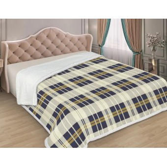 Плед     на кровать 240х210  евро из искуственного меха  400 г/м2       Клетка Marianna  