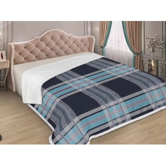 Плед     на кровать 240х210  евро из искуственного меха  400 г/м2       Клетка Marianna  