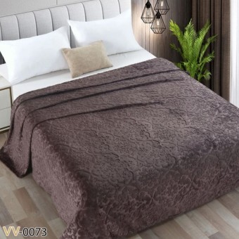 Плед     универсальный 200х220  евро из велсофта  290 г/м2     коричневый  Однотонный, Орнамент Орионтекс  