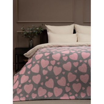 Плед     универсальный 200х220  евро из велсофта       разноцветный  Сердечки TexRepublic  