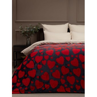 Плед     универсальный 200х220  евро из велсофта       разноцветный  Сердечки TexRepublic  