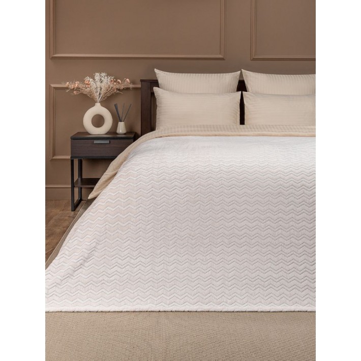 Плед универсальный 200х220 евро из велсофта Однотонное, Зигзаг TexRepublic