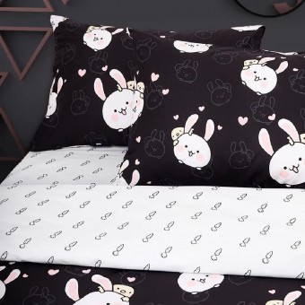Набор наволочек      50х70   из поплина       черная  Животный принт Uniqcute  