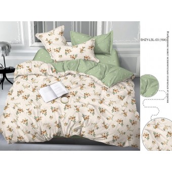 Простыня       150х215  1,5 спальная из сатина       зеленая  Растения Бояртекс