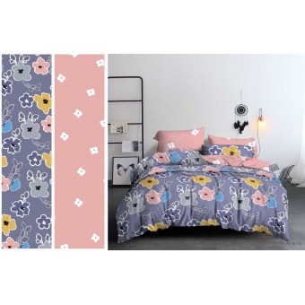 Простыня       150х215  1,5 спальная из поплина       розовая  Цветы Бояртекс