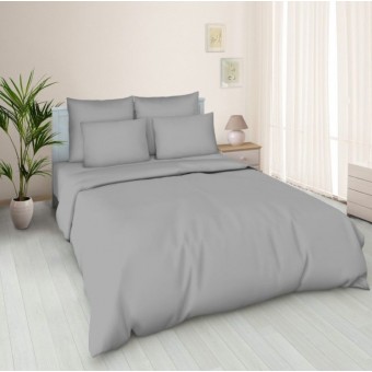 Простыня   на резинке   90х200  1,5 спальная из поплина       серая  однотонная Василиса  