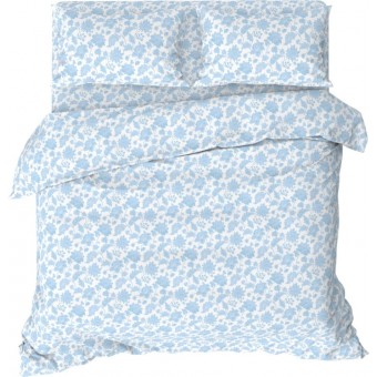 Простыня   на резинке   90х200  1,5 спальная из бязи       голубая  Рисунок Home club