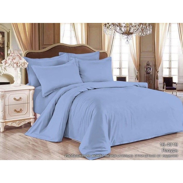 Простыня на резинке 140х200 1,5 спальная из поплина голубая однотонная Бояртекс