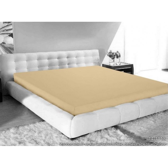 Простыня на резинке 140х200 1,5 спальная из сатина желтая однотонная Бояртекс