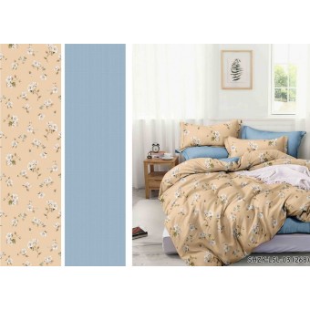 Простыня   на резинке   160х200  двуспальная из сатина       голубая  Рисунок Бояртекс  