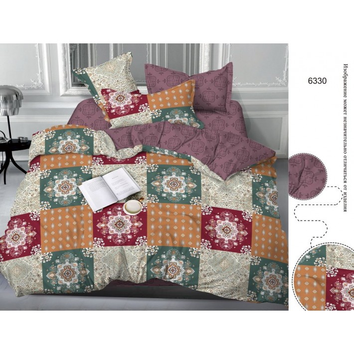 Простыня на резинке 180х200 двуспальная из сатина фиолетовая Рисунок Бояртекс