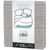 Простыня на резинке 180х200 двуспальная из поплина серая Uniqcute