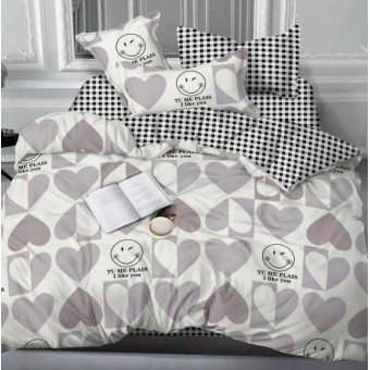 Пододеяльник      200х215  евро из сатина       разноцветный  Сердечки Бояртекс