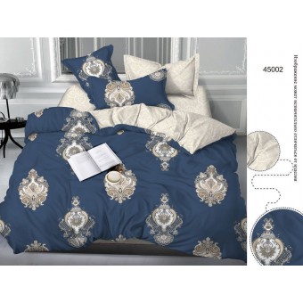 Пододеяльник      200х215  евро из сатина       синий  Орнамент Бояртекс