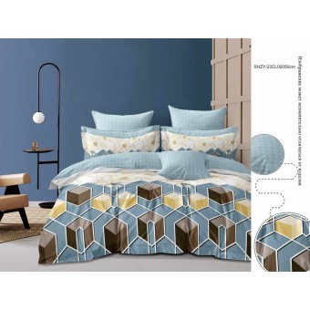 Простыня       240х215  евро из сатина       голубая  Рисунок Бояртекс  