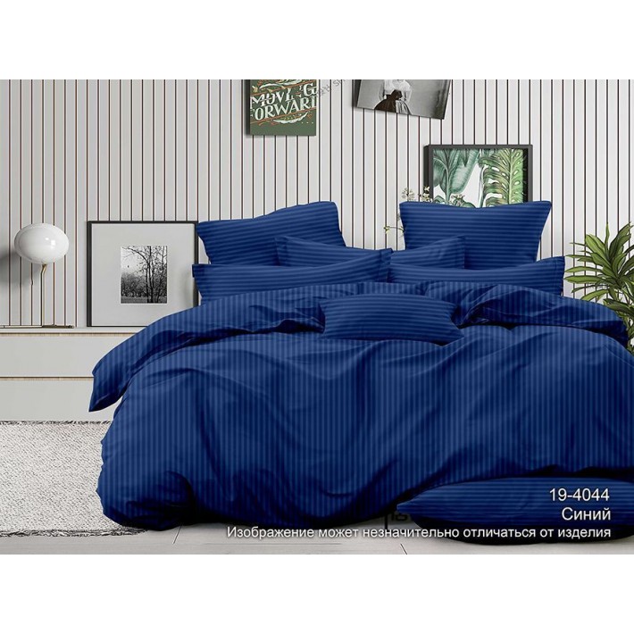 Простыня 240х215 евро из сатина синяя однотонная Бояртекс