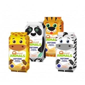 SMART ANIMALS MINI Влажные салфетки детские, 8шт