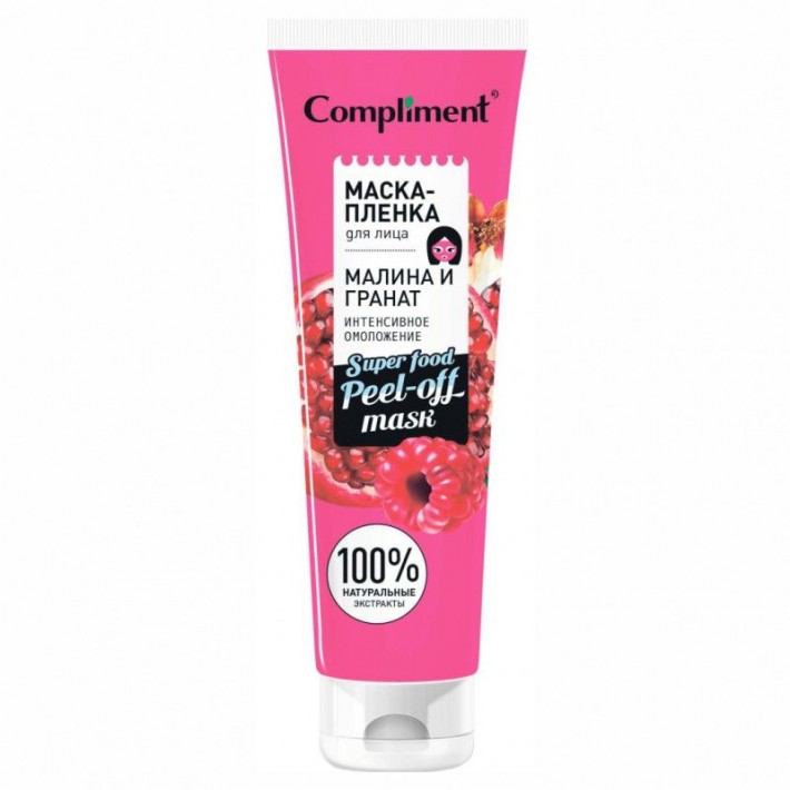 Compliment маска-пленка для лица МАЛИНА И ГРАНАТ интенсивное омоложение, 100мл