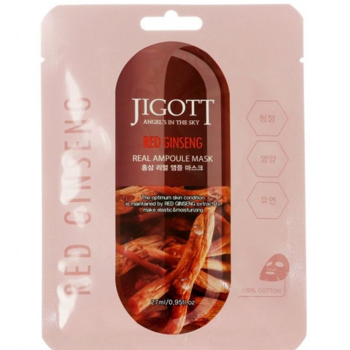 JIGOTT Ампульная тканевая маска для лица RED GINSENG 27мл